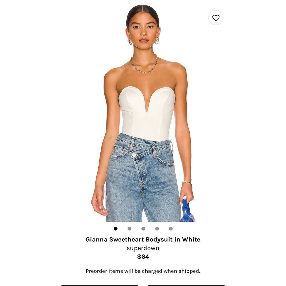 NWT Superdown Giana sweetheart body suite | white S Revolve bodysuit